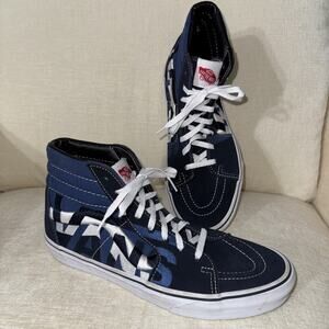 Vans Sk8 Hi Statement Parisian Night True Navy Shoes Mens 8.5 Embroidered EUC